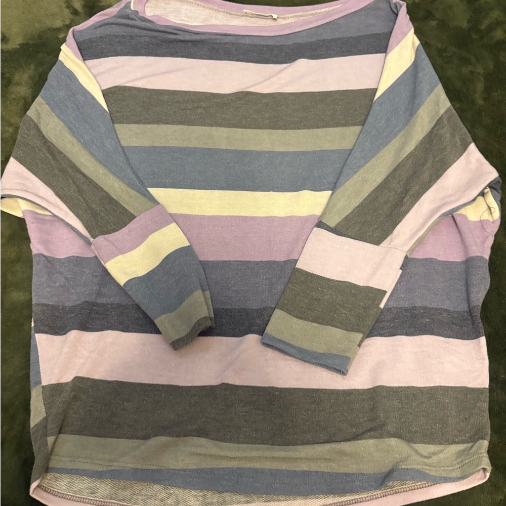 eesome Long Sleeve Tee Purple Blue Stripes
